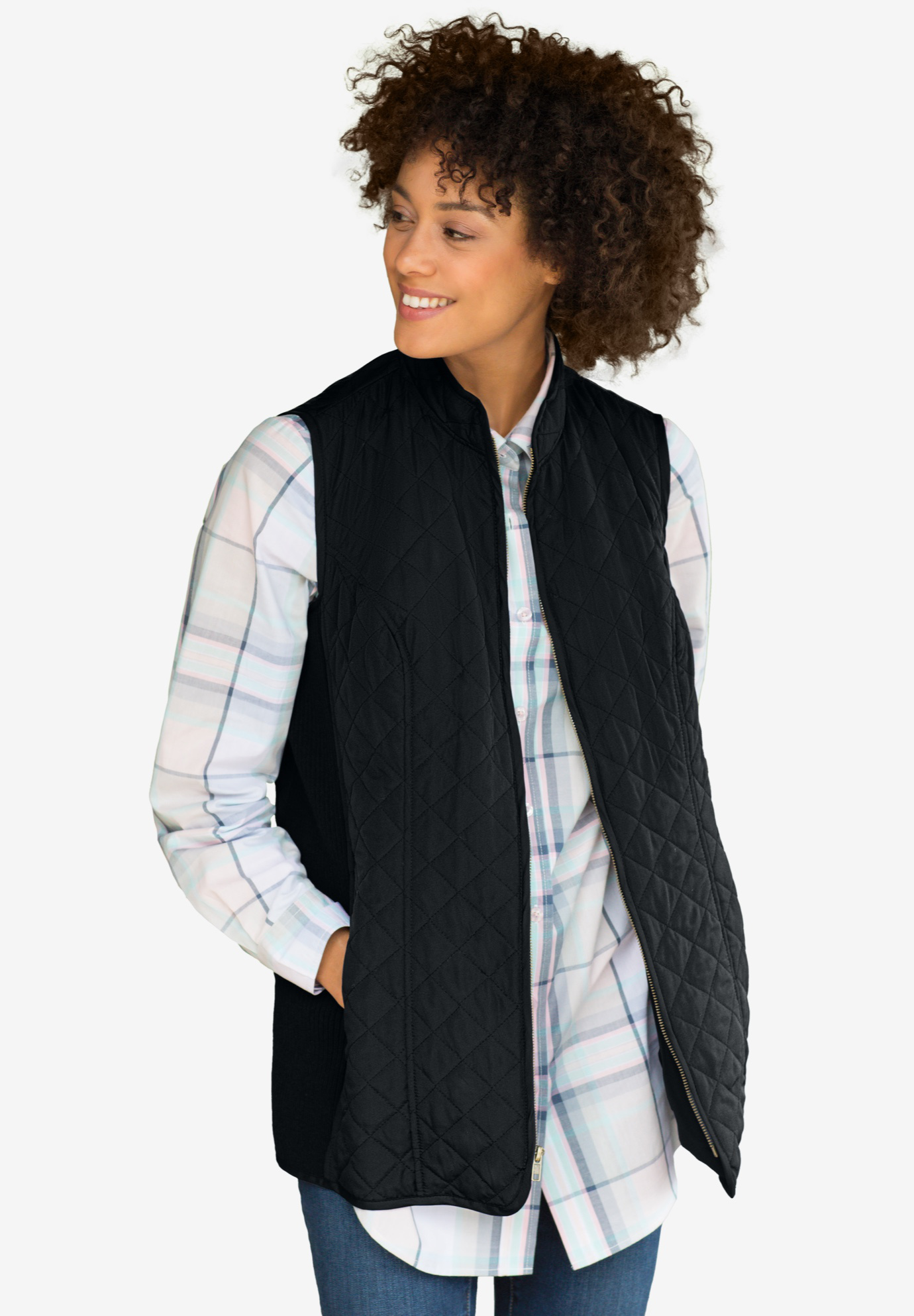 Zip-Front Quilted Vest | Woman Within