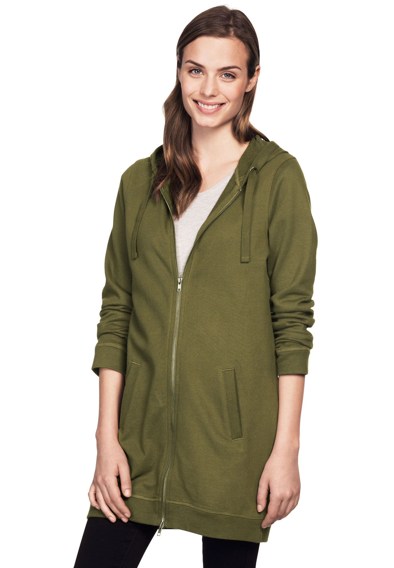 Long Zip Front Hoodie By Ellos® Plus Size Outerwear Woman Within 