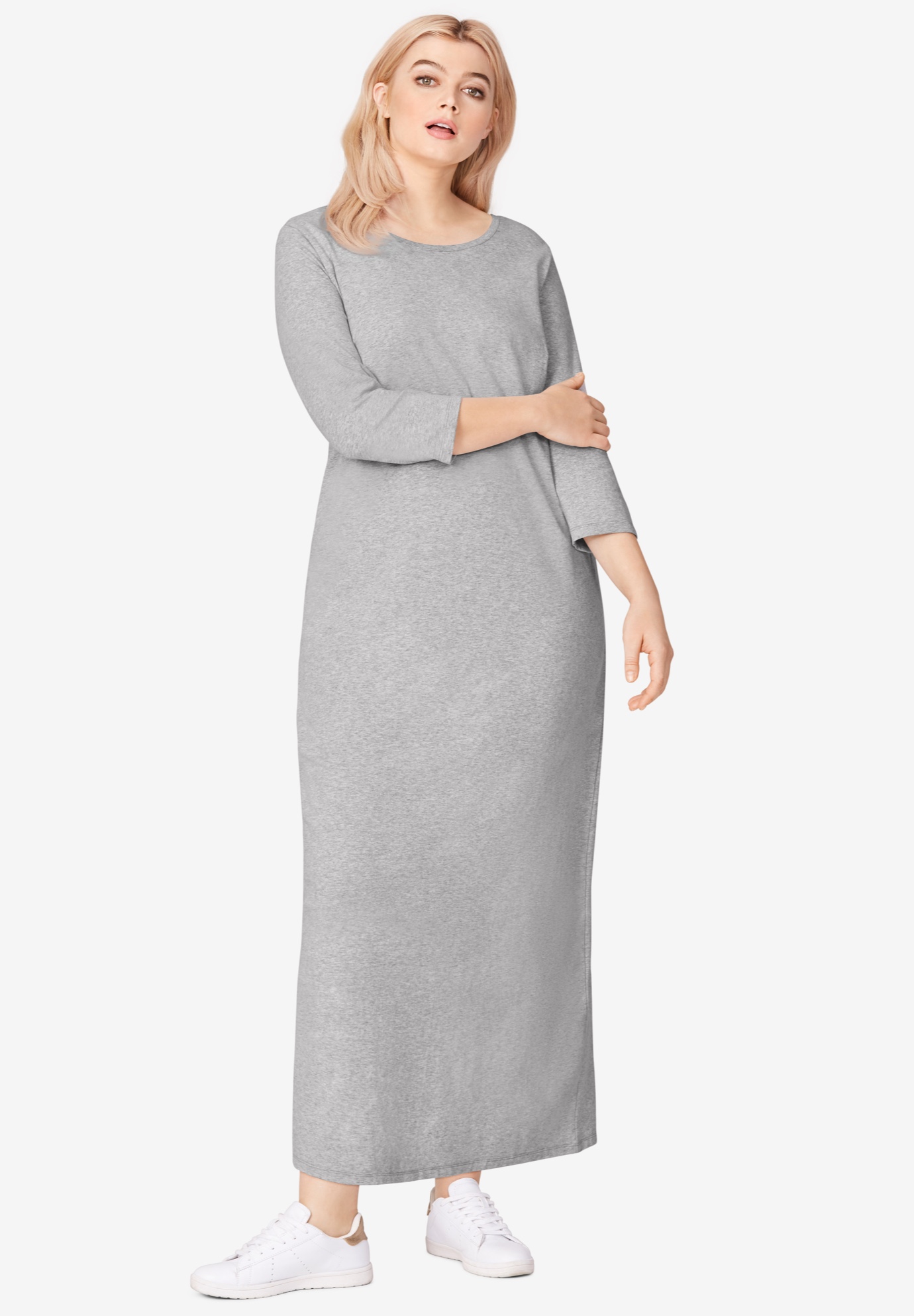 3/4 Sleeve Knit Maxi Dress by ellos® Plus Size Maxi