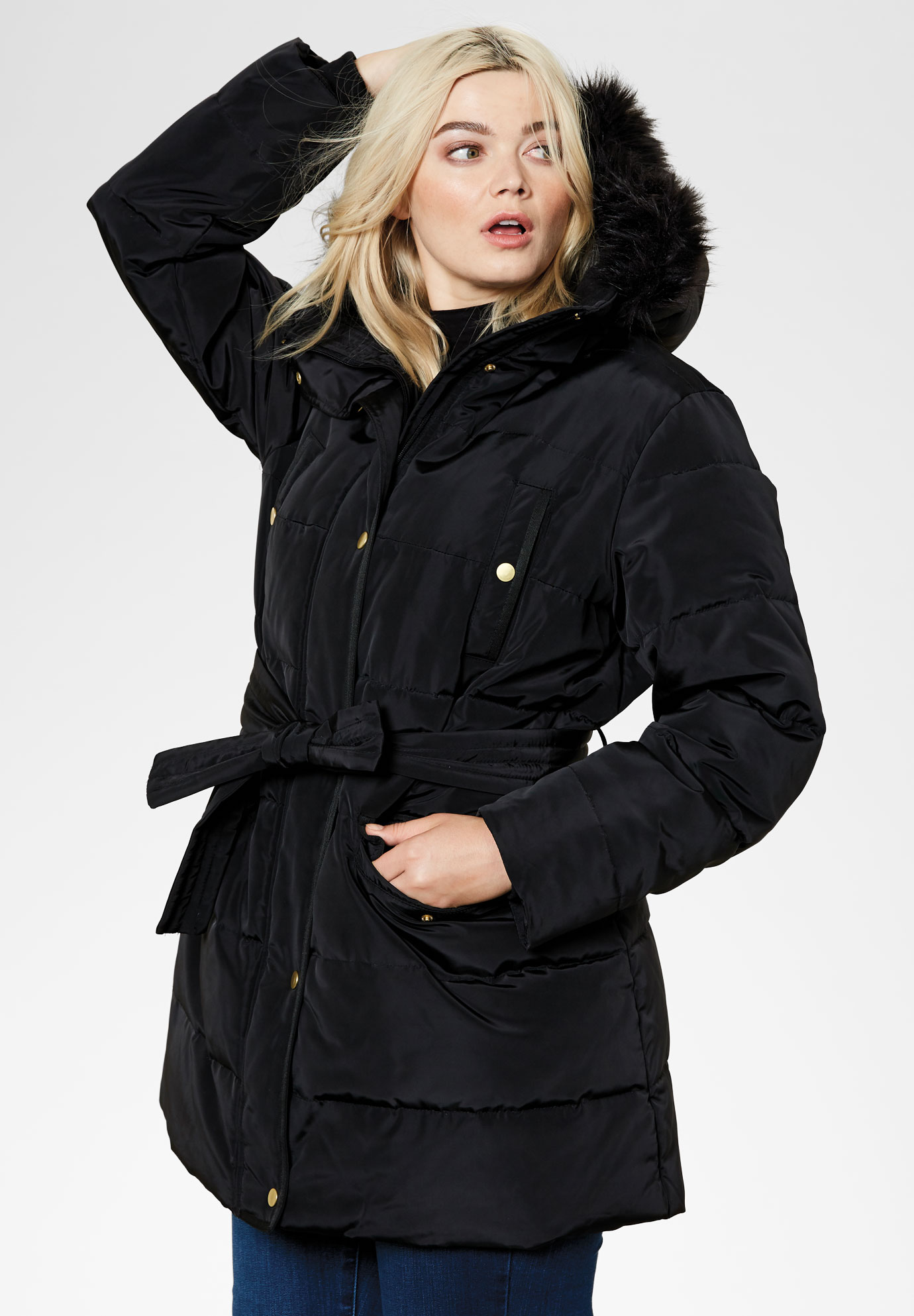Belted Puffer Coat by ellos® | Plus SizePuffer Coats | Woman Within