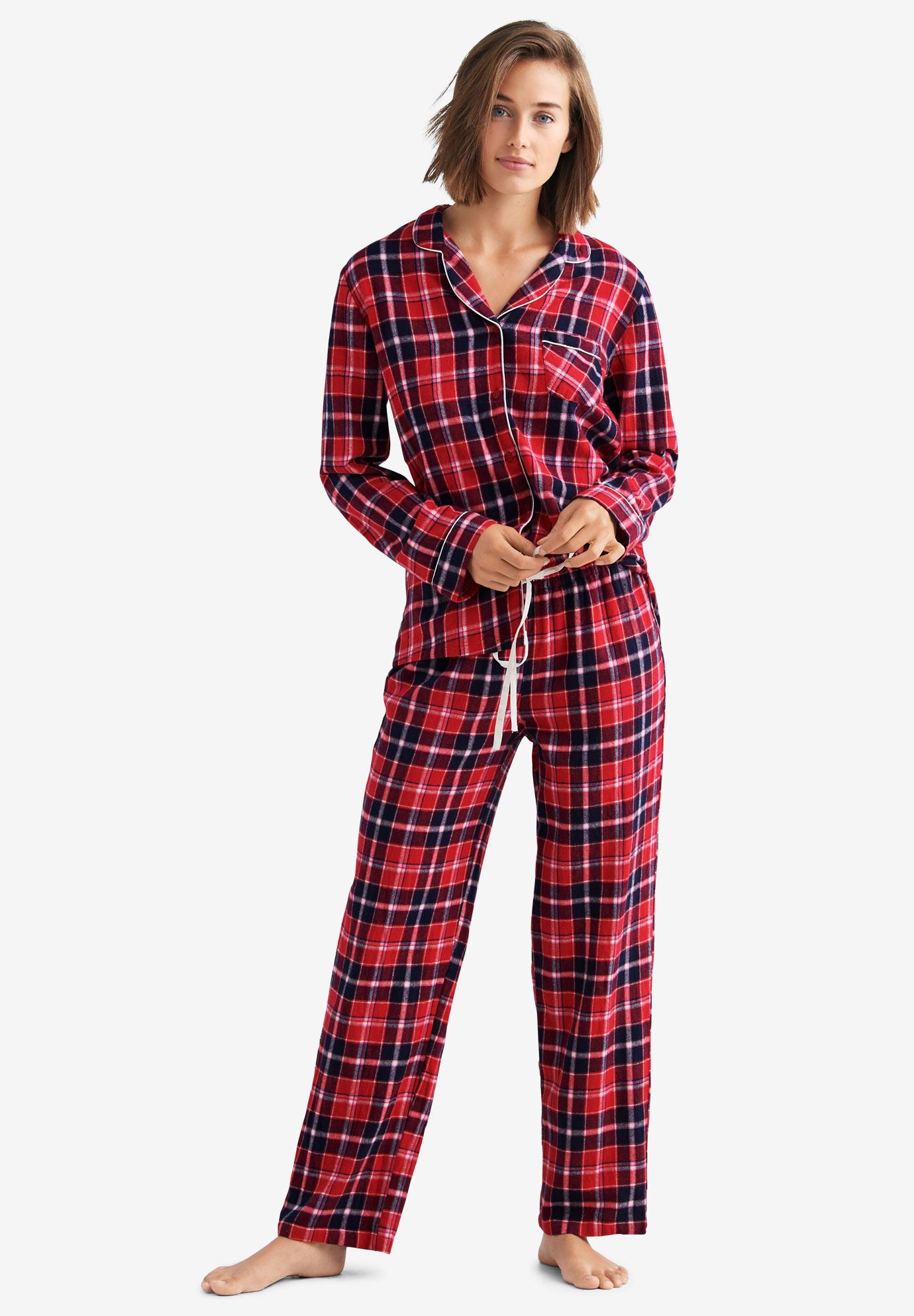 Plaid Flannel Pajama Set by ellos® | Plus Size Pajama Sets | Woman Within