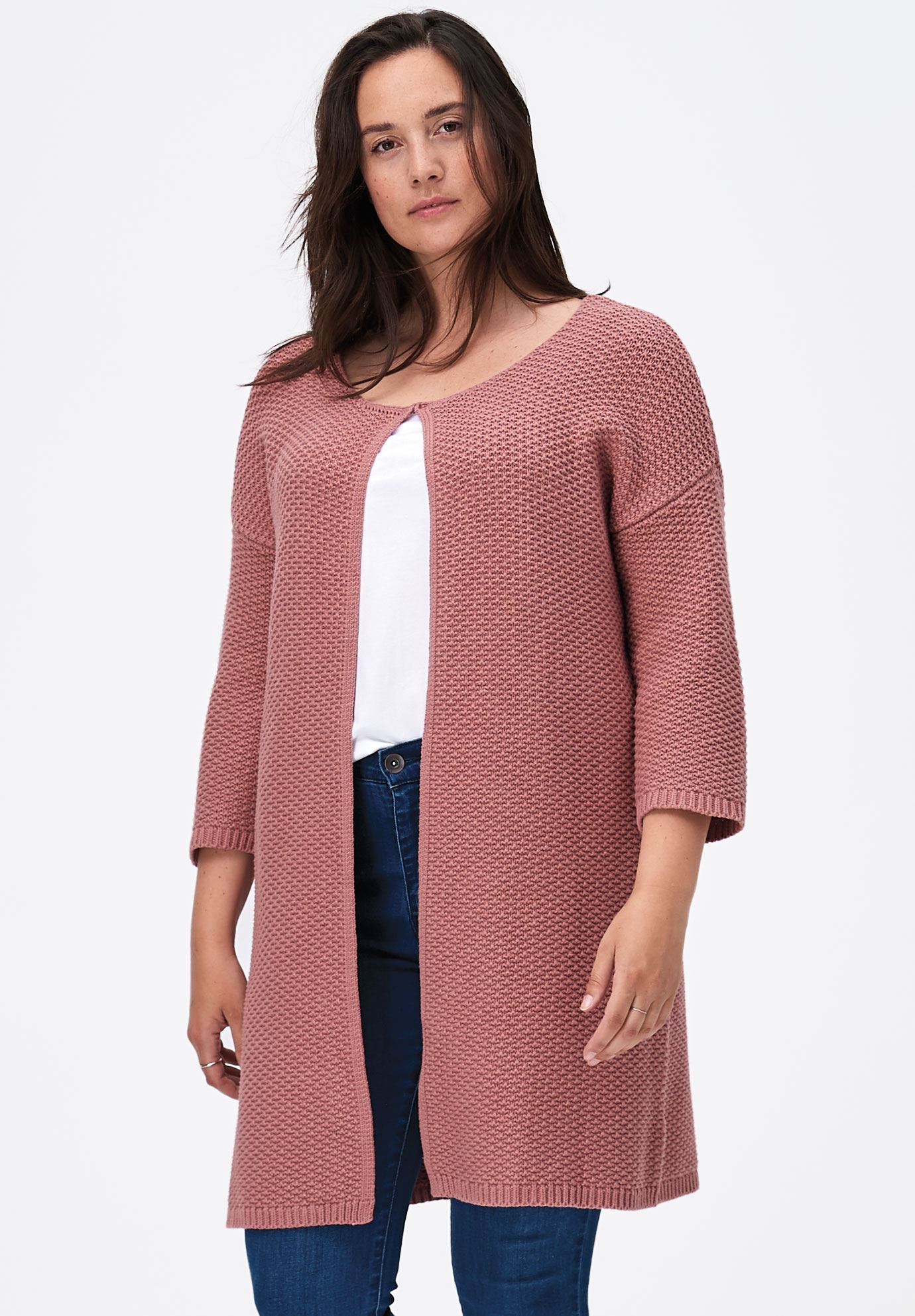 Open Front 3/4 Sleeve Cardigan by ellos® | Plus Size Cardigans | Woman ...