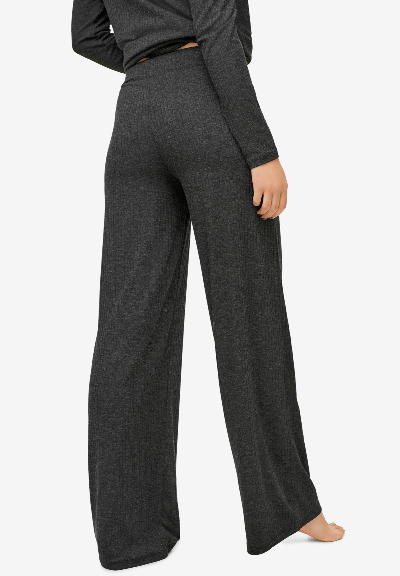 Ribbed Wide Leg Knit Pants Woman Within